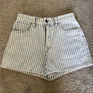 Faherty Striped Denim Shorts in Blue and White